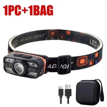 KJB Polnilna LED celna svetilka s sestimi nacini osvetlitve Polnilna LED celna svetilka s sestimi nacini osvetlitve WH0188 s torbico