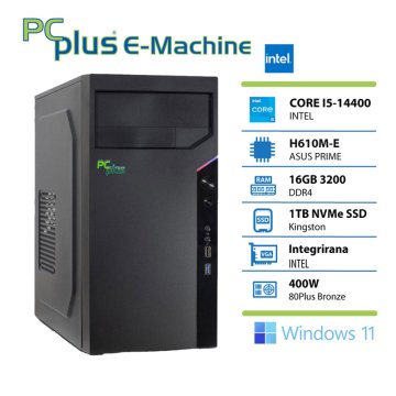 PCplus e-machine i5 14400 16GB DDR4 1TB SSD Windows 11 Home namizni računalnik