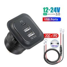 KJB Univerzalni polnilnik za motorna kolesa in avtomobile z dvema priključkoma USB za 12–24 V 002