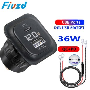 KJB Univerzalni polnilnik za motorna kolesa in avtomobile z dvema priključkoma USB za 12–24 V 005