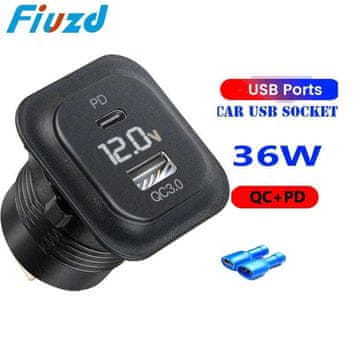 KJB Univerzalni polnilnik za motorna kolesa in avtomobile z dvema priključkoma USB za 12–24 V 006