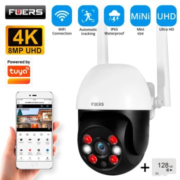 KJB Zunanja Wi-Fi kamera PTZ 8 MP 4K z zaznavanjem oseb 8 MP, 128 GB, vtič EU