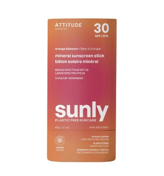 Attitude Mineralna palica za sončenje Orange Blossom SPF 30 Sunly (mineralna palica za sončenje) 60 g