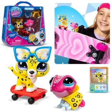 HASBRO Littlest Pet Shop Komplet figuric, živali #415 #416 CHILL in CHASE+dodatki, zbirateljski 4+