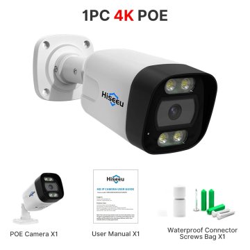 KJB PoE IP varnostna kamera 5 MP / 8 MP z barvnim nočnim vidom 8 MP 4K, 1 kamera, PoE