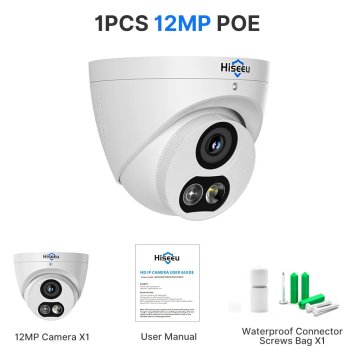 KJB PoE kupolasta varnostna kamera 12 MP z zaznavanjem gibanja 12 MP, 1 kamera, objektiv 2,8 mm, PoE