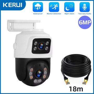 KJB Zunanja PTZ IP kamera PoE 6 MP z zaznavanjem oseb Bela kamera PoE s kablom, objektiv 3,6 mm