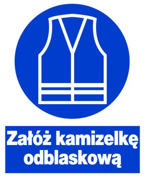 shumee Znak za varnost in zdravje pri delu ZNO-14, ki zahteva nošenje odsevnega jopiča