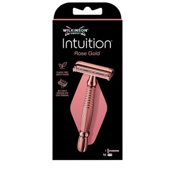Wilkinson Sword Ženski kovinski brivnik Intuition Double Edge Rose Gold (brivnik) + 10 britvic