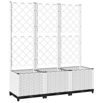 Vidaxl Cvetlično korito z oporno mrežo belo 120x40x136 cm PP