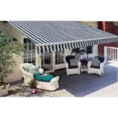 Vidaxl Zložljiva tenda z motorjem 600 cm modro/bela