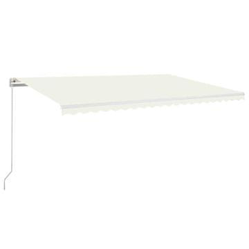 Vidaxl Ročna tenda s solarnimi LED lučkami 5 x 3 m Krem 100% poliester