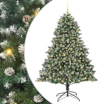 Vidaxl Umestno božično drevo Zelena 210 cm PVC, plastika in jeklo