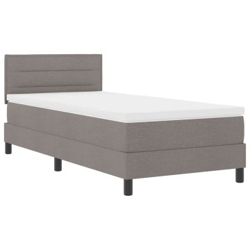 Vidaxl Postelja z vzmetnico z vzmetnico z LED Taupe 90 x 190 cm blago