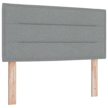 Vidaxl LED glava postelje z LED trakami Svetlo siva 90 cm blago