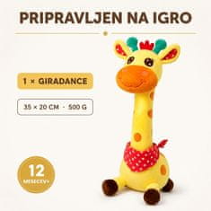 JOJOY® Interaktivna plišasta žirafa za otroke, poje 10 pesmic, pleše in ponavlja besede | GIRADANCE