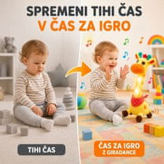 JOJOY® Interaktivna plišasta žirafa za otroke, poje 10 pesmic, pleše in ponavlja besede | GIRADANCE