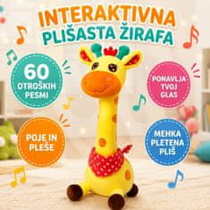 JOJOY® Interaktivna plišasta žirafa za otroke, poje 10 pesmic, pleše in ponavlja besede | GIRADANCE