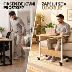 Prenosna in nastavljiva miza 68x47x7,5 cm – mobilna, nastavljiva višina, stabilna konstrukcija | EVOSTUL