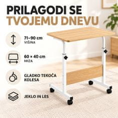 Prenosna in nastavljiva miza 68x47x7,5 cm – mobilna, nastavljiva višina, stabilna konstrukcija | EVOSTUL
