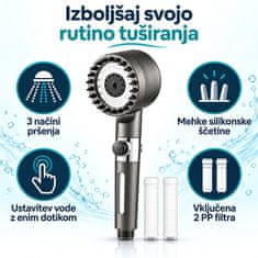 HOME & MARKER® Masažni nastavek za prhanje, Masažna prha, 4 nastave pršenja | SHOWERELAX