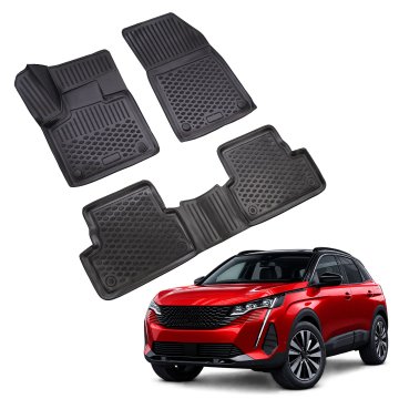 J&J Automotive Gumijaste preproge z dvignjenim robom za Peugeot 3008 Crossover 2 2017-2023 3kosi