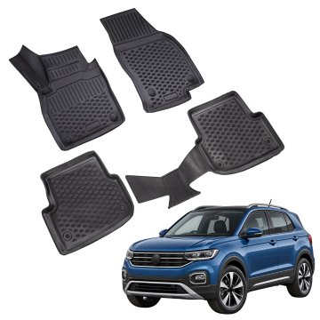 J&J Automotive Gumijaste preproge z dvignjenim robom za VW T-Cross 2019-nad 4kosi