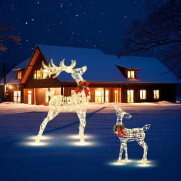 Northix Predhodno osvetljeni božični severni jeleni, 50 LED, zunanji kolčki