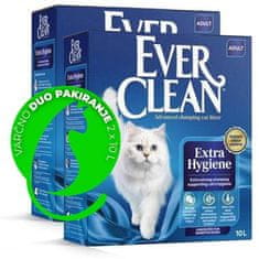 Ever Clean Extra Hygiene UNSCENTED pesek za mačke, neodišavljen - varčno pakiranje 2 x 10 L
