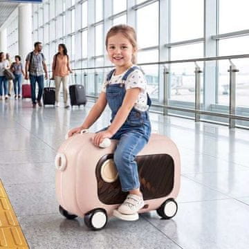 Northix Otroški kovček za jahanje s kolesi, nosilnost 25 kg, roza