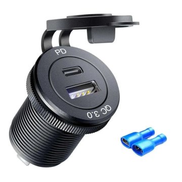KJB Dvojna avtomobilska USB polnilna vtičnica 12/24 V s QC3.0 in PD 004