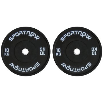 SPORTNOW Set 2 diskov za fitnes po 10 kg, diski za palico in ročke s priključkom Ø5 cm za vadbo doma in v fitnesu, črn