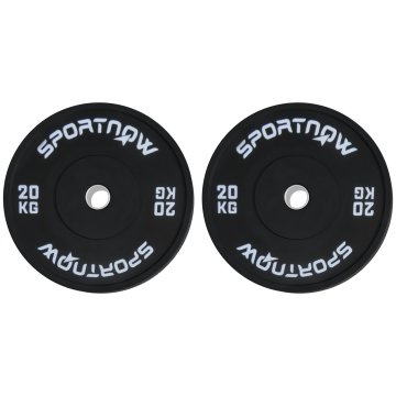 SPORTNOW Komplet olimpijskih utežnih plošč za fitnes 2x20 KG, premer Ø50 MM, gumijaste utežne plošče, uteži za palice IN ročke, dvigovanje trening fitnes za domačo telovadnico, črna
