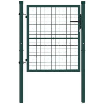 OUTSUNNY Vrtna vrata iz jekla 97x150 cm, vrtna vrata s ključavnico, 3 ključi, ročaj in 2 stebra, zunanja vrata za dvorišče in teraso, zelena
