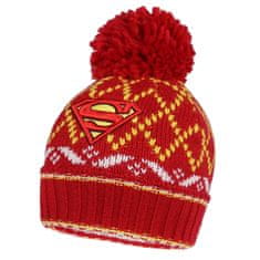 sarcia.eu SUPERMAN Otroška zimska kapa s pompom, rdeča in rumena