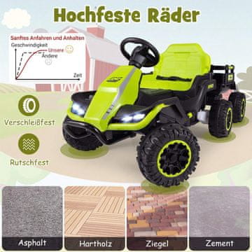 Northix 24V otroški električni traktor z daljinskim upravljalnikom, zelen