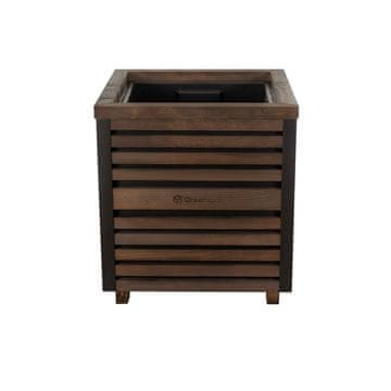 EE Odličen lesen cvetlični lonec z letvicami 40x40x45cm - Eleganten cvetlični lonec za terase in balkone za drevesa, grmičevje in rože - Kvadratni cvetlični lonec, masiven - barva temnega palisandra