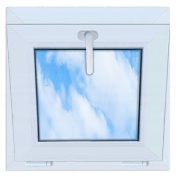 PVC okno belo 55x55 nagibno 550x550 zgornji odpiralni dvojno zasteklitev novo