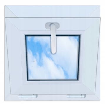 PVC okno belo 45x45 nagibno 450x450 zgornji odpiralni dvojno zasteklitev novo
