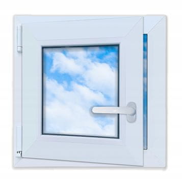 PVC okno belo 50x50 LEVO novo 500x500 mm vrtljivo-nagibno z dvojno zasteklitvijo