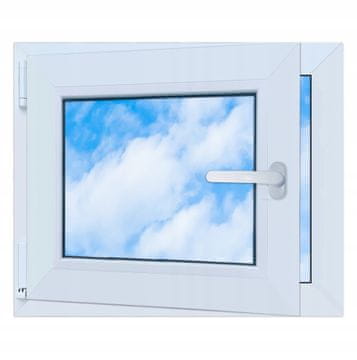 PVC okno belo 60x50 LEVO novo 600x500 mm vrtljivo-nagibno RU dvojno zasteklitev