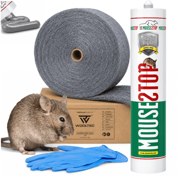 Komplet proti mišim MOUSESTOP tesnilna masa + jeklena volna 1 kg + rokavice BREZPLAČNO!