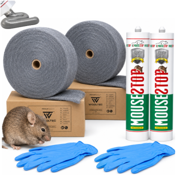 Komplet za nadzor mišk 2x tesnilna masa MOUSESTOP + jeklena volna 2 kg