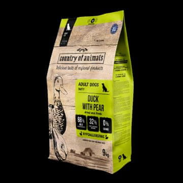 Country of Animals suha hrana za pse z raco in hruško 9 kg