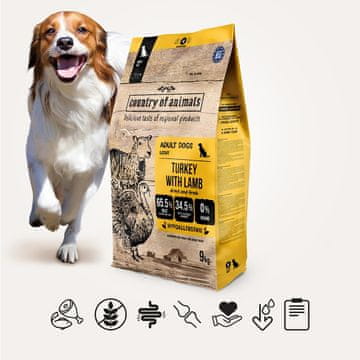 Country of Animals suha hrana za pse puran z jagnjetino 9 kg