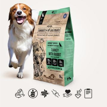 Country of Animals suha hrana za pse puran z zajcem 9 kg