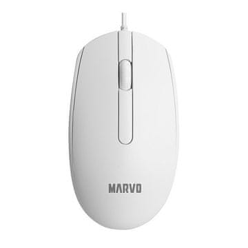 Marvo MS003 žična pisarniška miška (1000 DPI, optični senzor, 3 gumbi, bela)