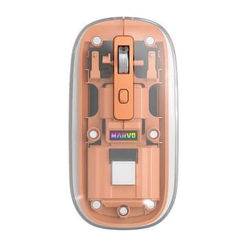 Marvo Prism B10 (M810W) dual-mode brezžična miška (800-1600 DPI, 7-barvna osvetlitev, 68 g, oranžna)