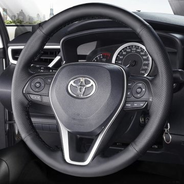 KJB Šivana prevleka za volan iz mikrovlaken za Avalon, Camry, Crown, Corolla in RAV4 2018–2022 rdeča nit