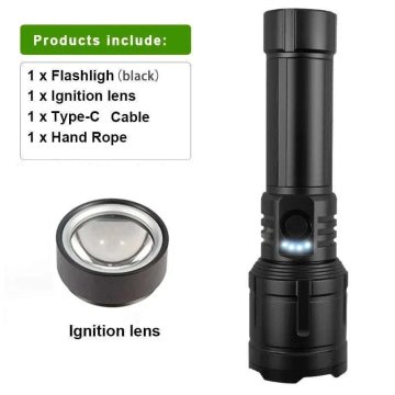KJB Polnilna LED svetilka 1200 lm z zoomom in izhodom USB črna, brez baterije